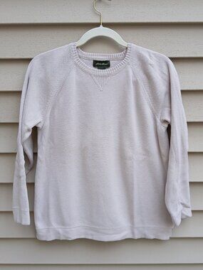Eddie Bauer Women's 100% Cotton TAN Crewneck Sweater - MEDIUM